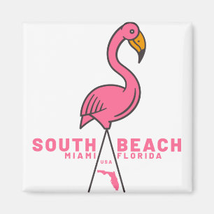 South Beach Miami Florida Flamingo Magnet