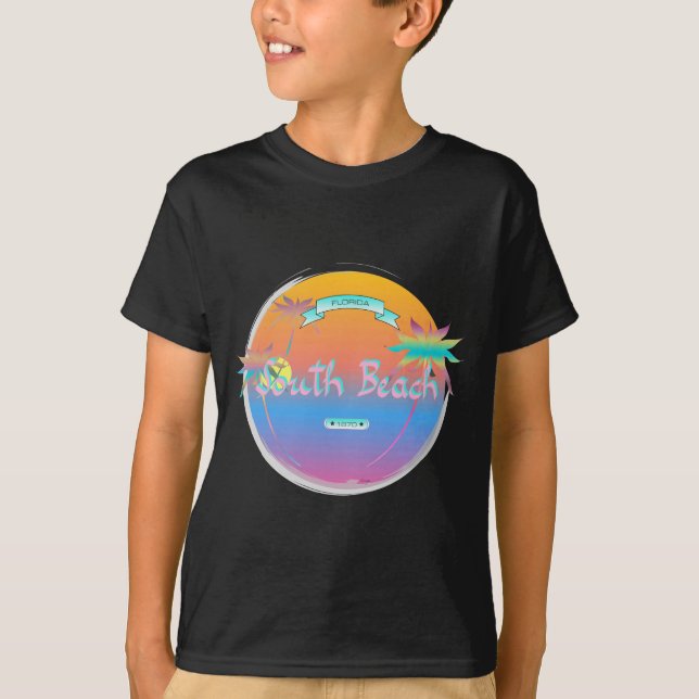 South Beach, Miami, Florida mit Palmen T-Shirt (Vorderseite)