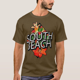 South Beach Miami Florida Tropische Blume Reisen T-Shirt