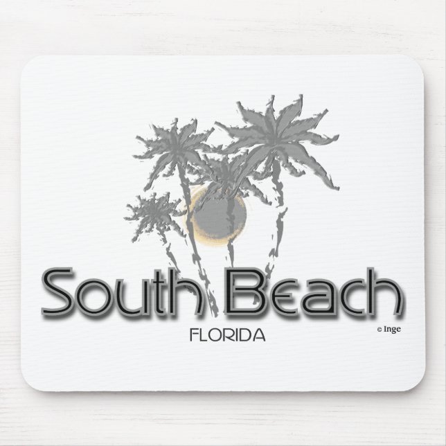 South Beach Miami Gray Palms Mousepad (Vorne)