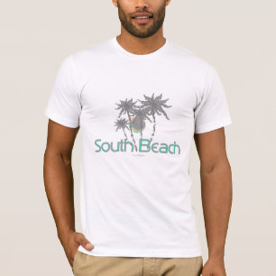 South Beach Miami Gray Palms und Sun T-Shirt