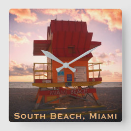 South Beach, Miami Lifeguard Stand (Ocean Rescue) Quadratische Wanduhr