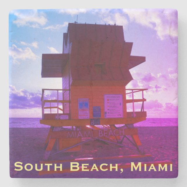 South Beach, Miami Lifeguard Stand (Ocean Rescue) Steinuntersetzer (Vorderseite)
