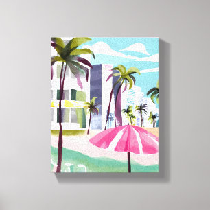 South Beach Shore   Miami Florida Watercolor Leinwanddruck