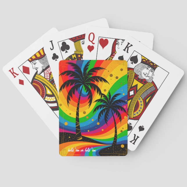 [South Beach Vibes] Colorful Retro Palm Trees Spielkarten (Rückseite)