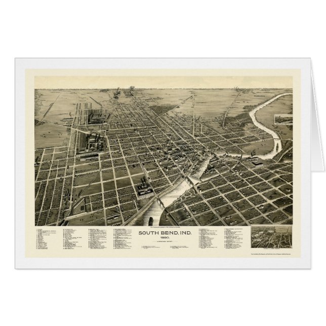 South Bend, IN panoramischer Karte - 1890 (Vorderseite (Horizontal))