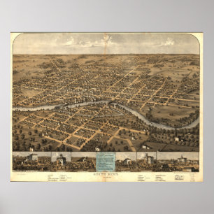 South Bend Indiana 1866 Antike Panoramakarte Poster