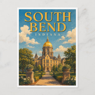 South Bend Indiana Golden Dome GeoSaga Postkarte