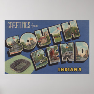South Bend, Indiana - große Buchstabe-Szenen Poster
