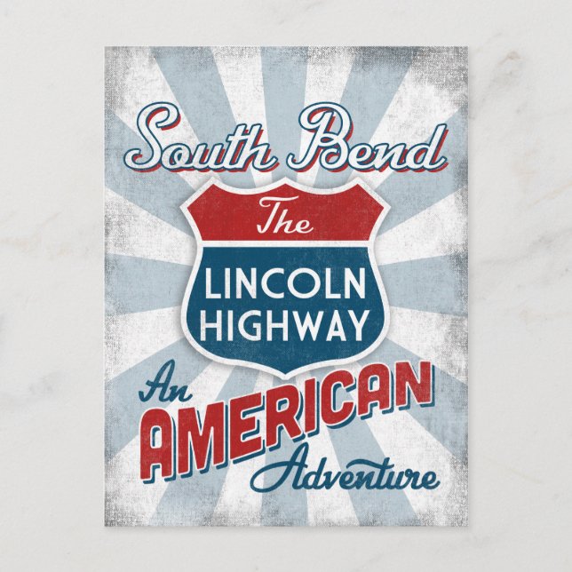 South Bend Lincoln Highway Vintag America Indiana Postkarte (Vorderseite)