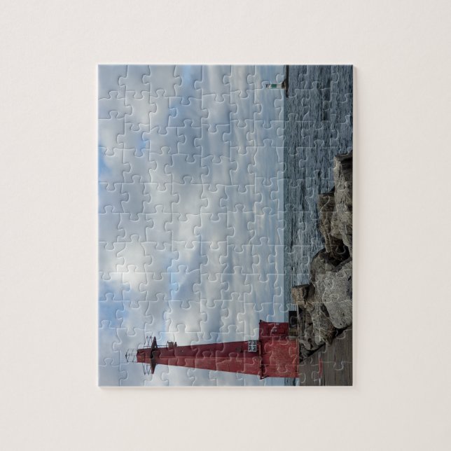 South Breakwater Light von Muskegon Puzzle (Vertikal)