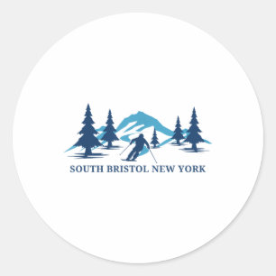 South Bristol New York Ski Resort Skifahrer _1 Runder Aufkleber