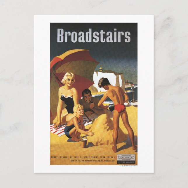 South British Railways Family on Beach Postkarte (Vorderseite)