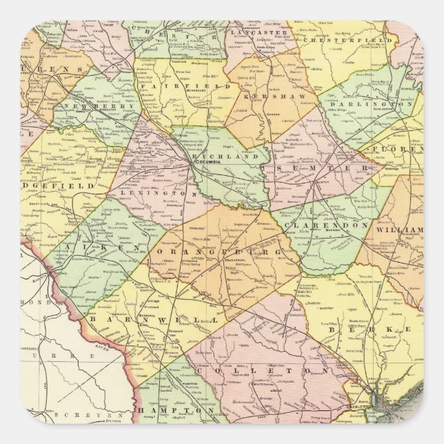 South Carolina 7 Quadratischer Aufkleber (Vorderseite)