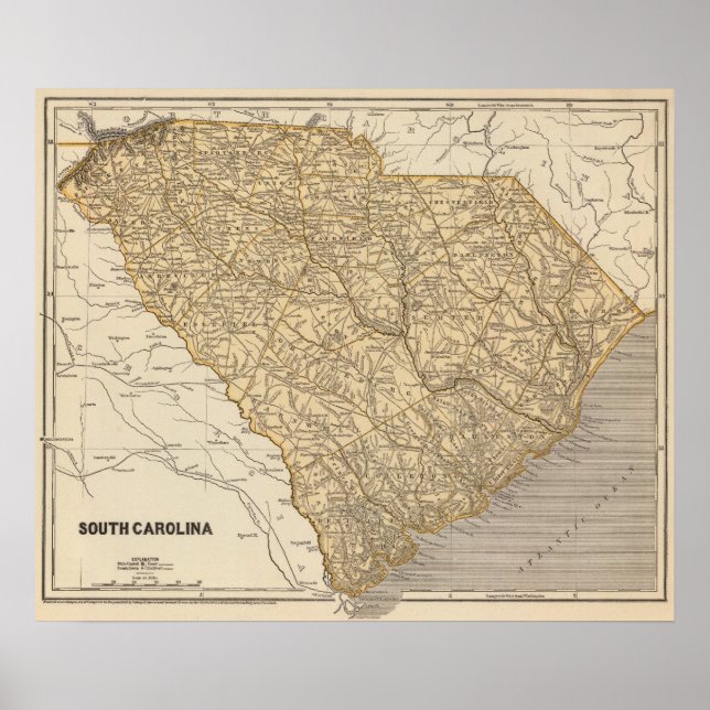 South Carolina Atlas Karte Poster (Vorne)