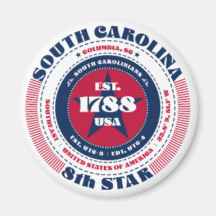 South Carolina Circle Typografy Souvenir Magnet