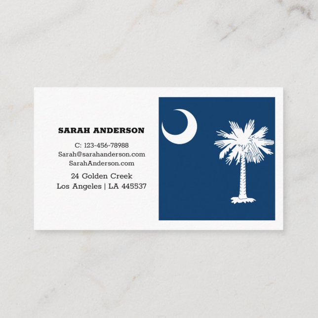 South Carolina Elegante Business Card, Flag/USA Visitenkarte (Rückseite)