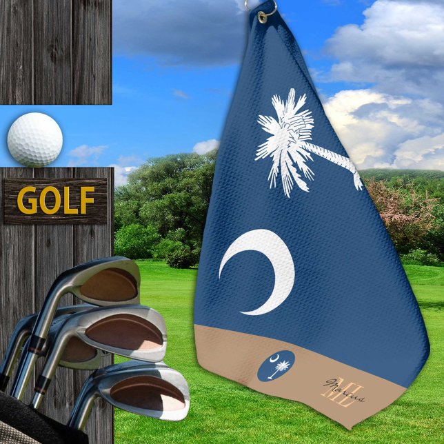 South Carolina Fahne & mit Monogramm / Golftücher Golfhandtuch (Von Creator hochgeladen)