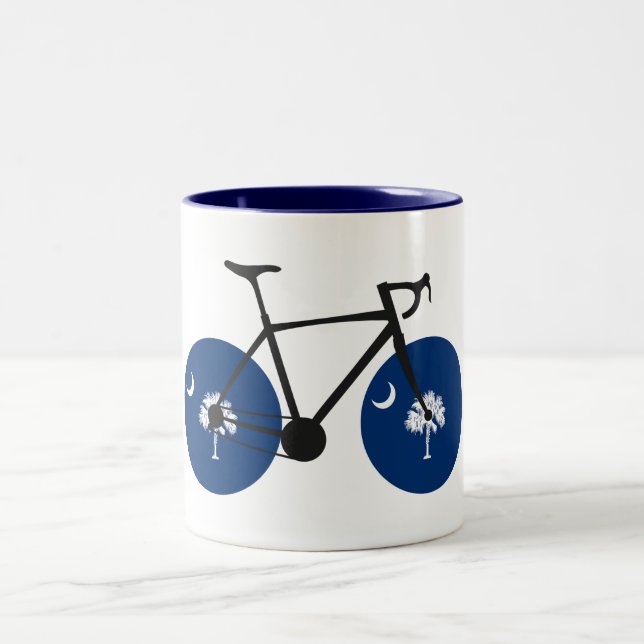 South Carolina Flag Bicycle Zweifarbige Tasse (Mittel)