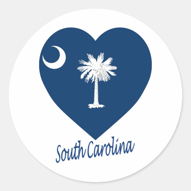 South Carolina Flag Herz Runder Aufkleber (Vorderseite)