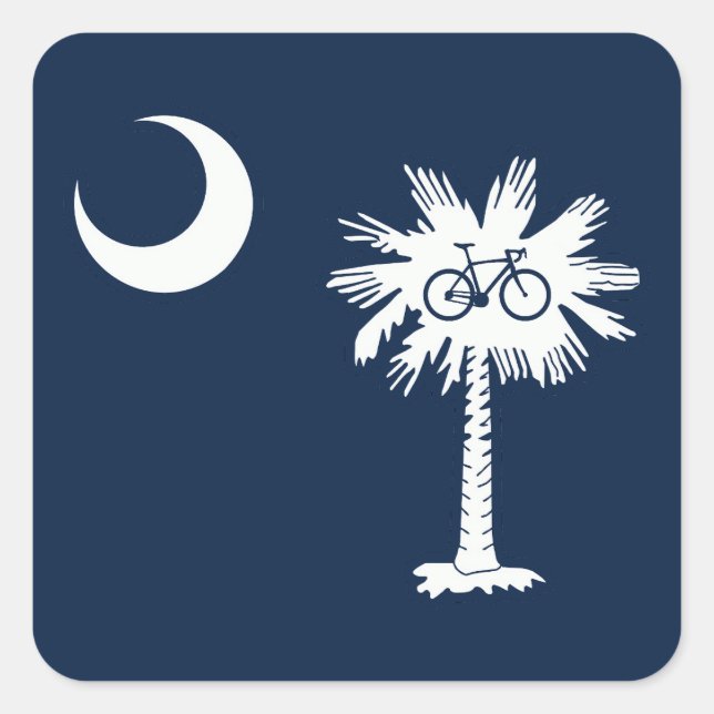 South Carolina Flag Palm Tree Bike Quadratischer Aufkleber (Vorderseite)