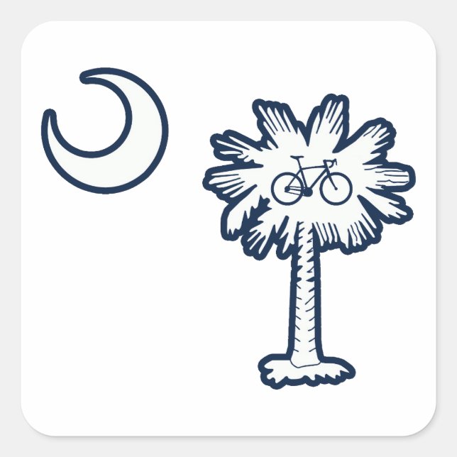 South Carolina Flag Palm Tree Bike Quadratischer Aufkleber (Vorderseite)