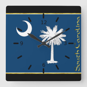 South Carolina flag Quadratische Wanduhr