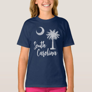 South Carolina Flagge mit Palmetto Tree Blue T-Shirt