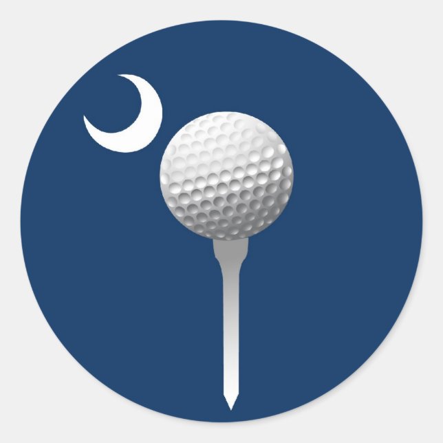 South Carolina Golfball und Crescent Runder Aufkleber (Vorderseite)