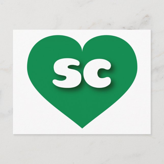 South Carolina - Grünes Herz - I Liebe sc Postkarte (Vorderseite)