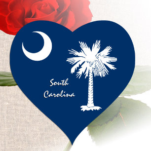 South Carolina Herz Aufkleber, Carolina Flagge Herz-Aufkleber