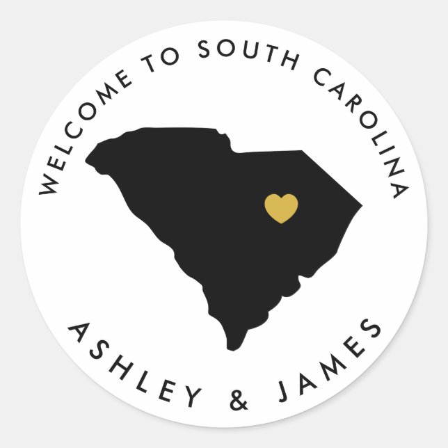 South Carolina Hochzeitsticker für Box Bag Runder Aufkleber (Vorderseite)