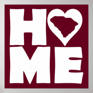 South Carolina Home Heart State Poster Schild