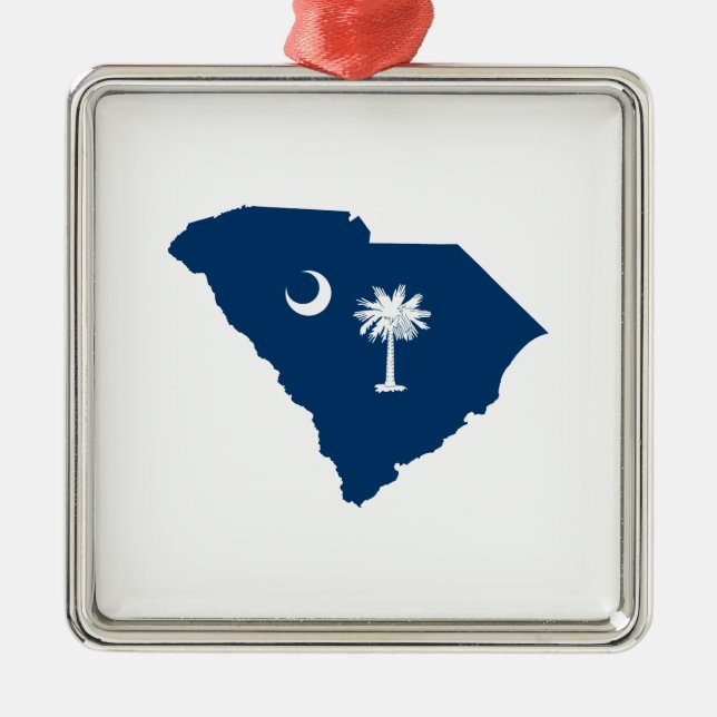 South Carolina in Blue und White Ornament Aus Metall (Vorne)