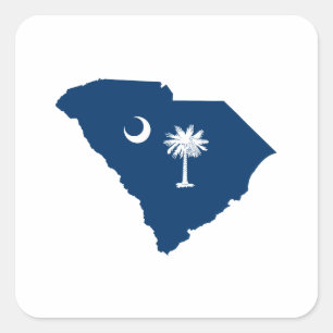 South Carolina in Blue und White Quadratischer Aufkleber