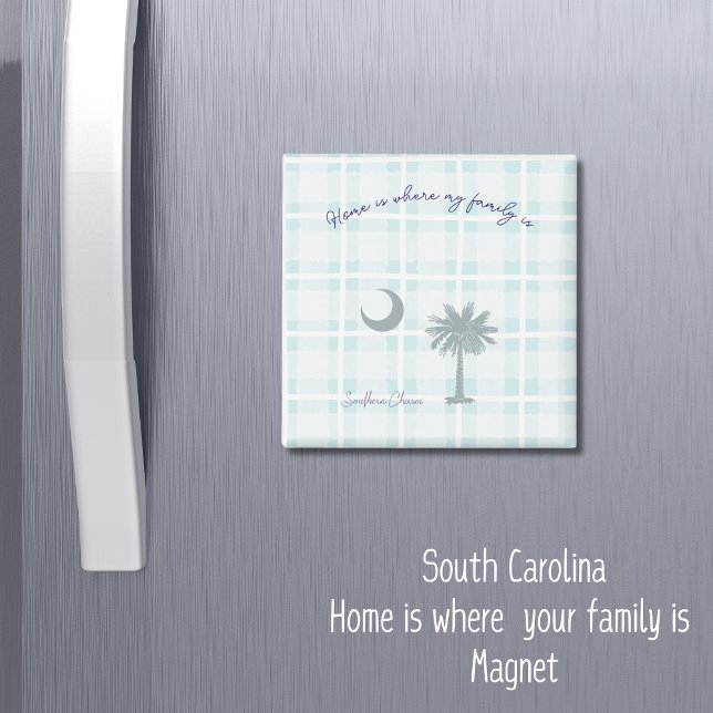 South Carolina Karierter Südlicher Charme Magnet (Home is where my family is 
South Carolina Magnet. )