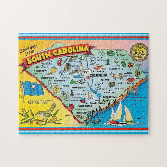 South Carolina Karte 11x14 Puzzle (Horizontal)