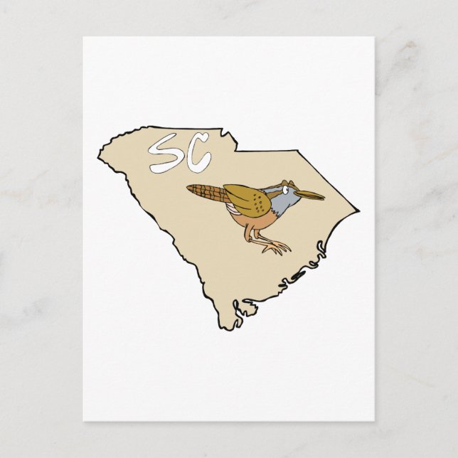 South Carolina Karte & Carolina Wren Cartoon Art & (Vorderseite)