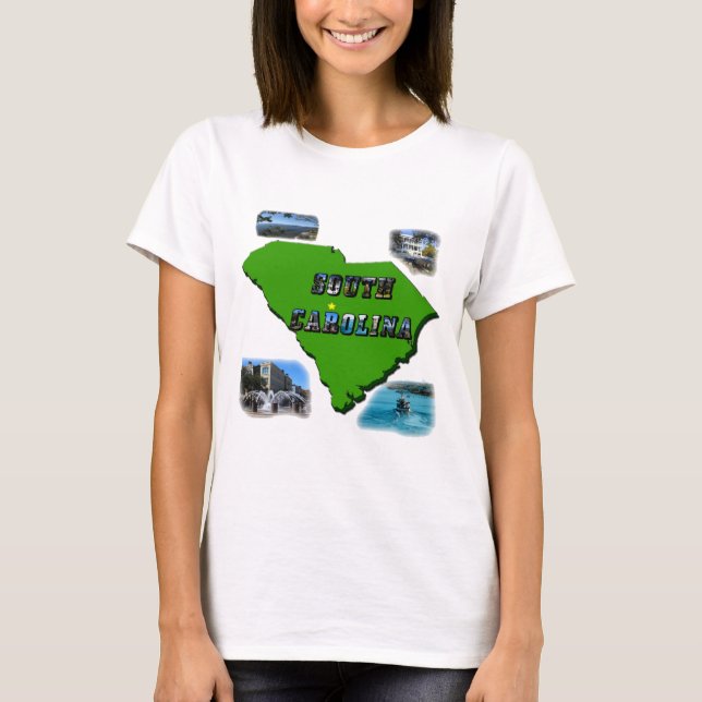 South Carolina Karte, Fotos und Text T-Shirt (Vorderseite)