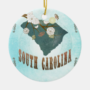 South Carolina Karte mit reizenden Vögeln Keramik Ornament