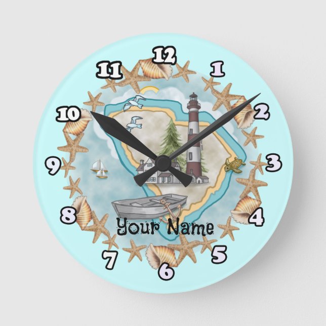 South Carolina Lighthouse Runde Wanduhr (Vorderseite)