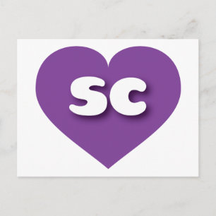 South Carolina lila Herz - I Liebe sc Postkarte