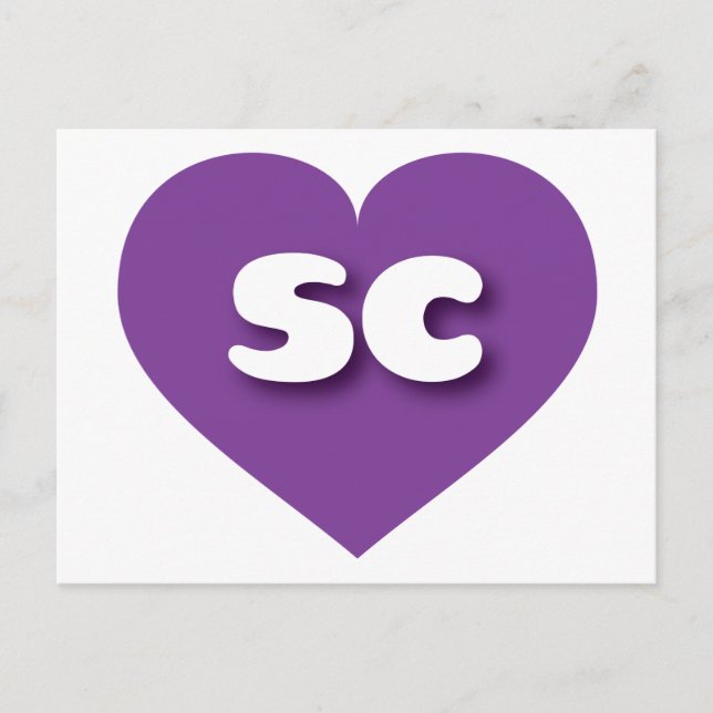 South Carolina lila Herz - I Liebe sc Postkarte (Vorderseite)