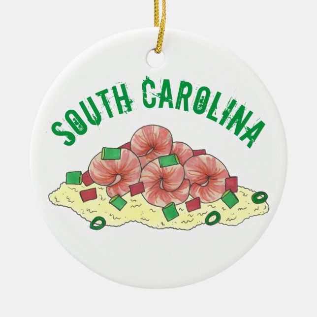 South Carolina Low Country Shrimps und Grits SC Keramik Ornament (Vorne)