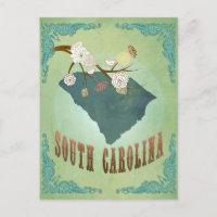 South Carolina Moderner Vintager Staat Karte - Grü