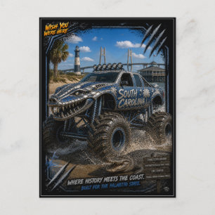 South Carolina Monster Truck Geländekunst Postkarte
