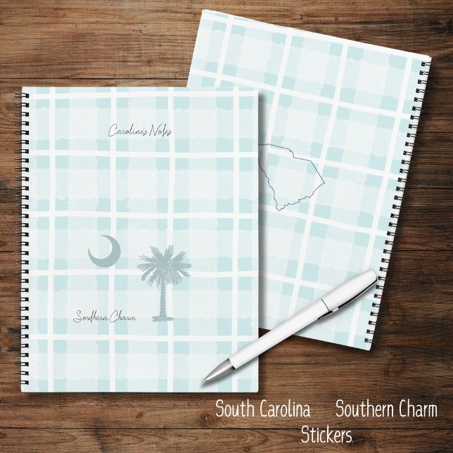 South Carolina Palmetto Staat Spiral Notebook Notizbuch (Personalize your notebook to make it uniquely yours. A rustic plaid notebook with the SC flag Palm)