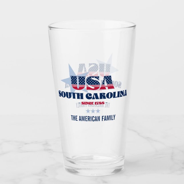 South Carolina Patriotic Pride Personalisiert Glas (Vorderseite)