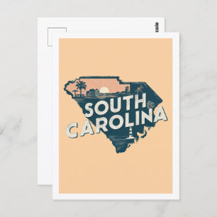 South Carolina Retro Travel Design Iconic USA Postkarte