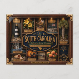 South Carolina Shadow Box 3D Figurine Staat Postkarte